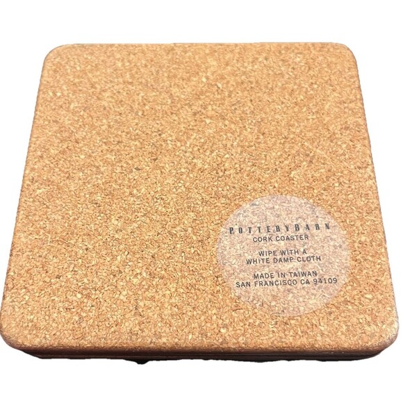 Pottery Barn Jordan Cork Coasters Set of 4 Tan Red Brown Fall Table Decor New - Picture 6 of 8